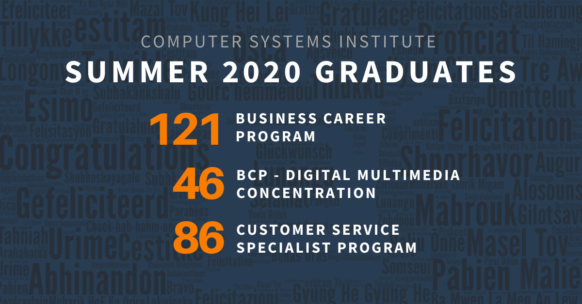 Congratulations to... - Computer Systems Institute - CSI Now