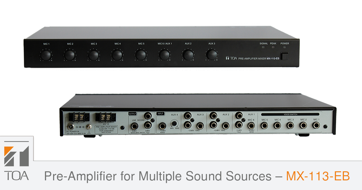 Pre-Amplifier MX-113-EB for multiple microphones and additional
