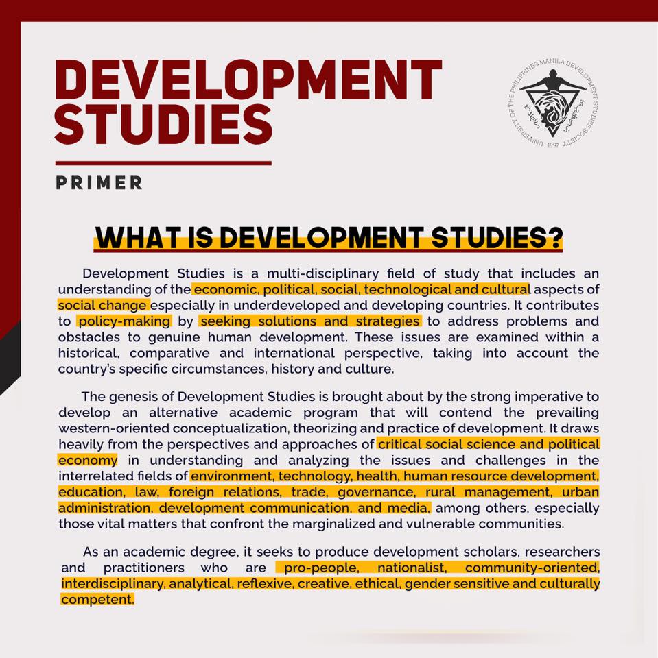 UP MANILA DEVELOPMENT... - Development Studies Society | Facebook