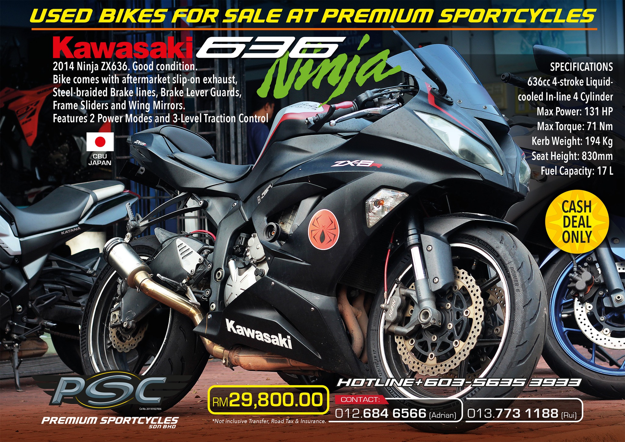 2014 Kawasaki ZX636R for sale with aftermarket upgrades