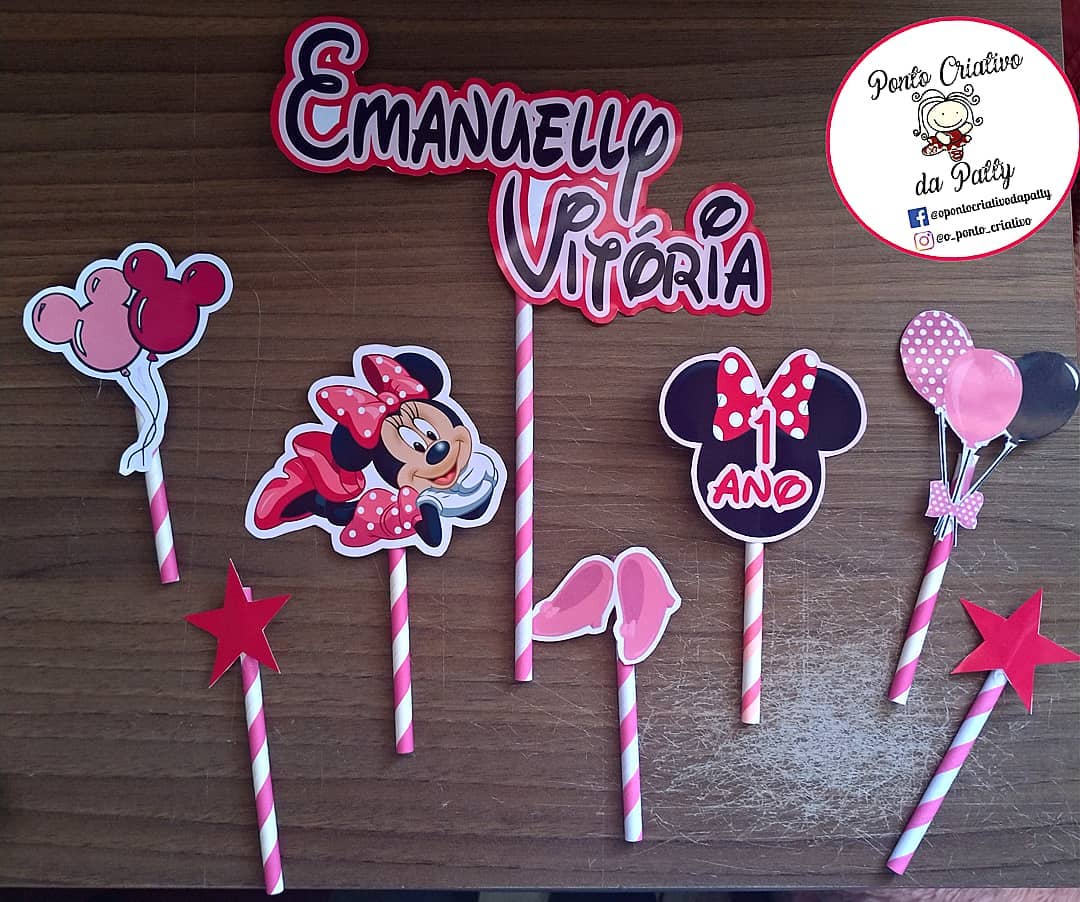 💗Topper de bolo Minnie rosa!! 💕... - Ponto Criativo da Patty