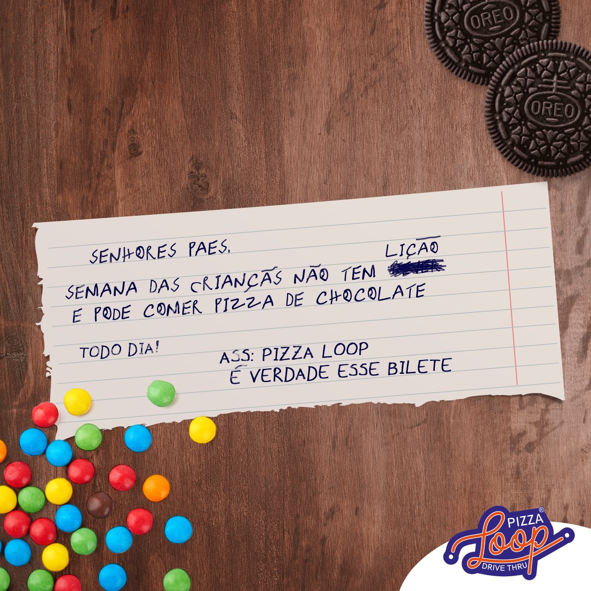 Pizza Loop - Semana das Crianças Pizza Loop - 3 sabores...