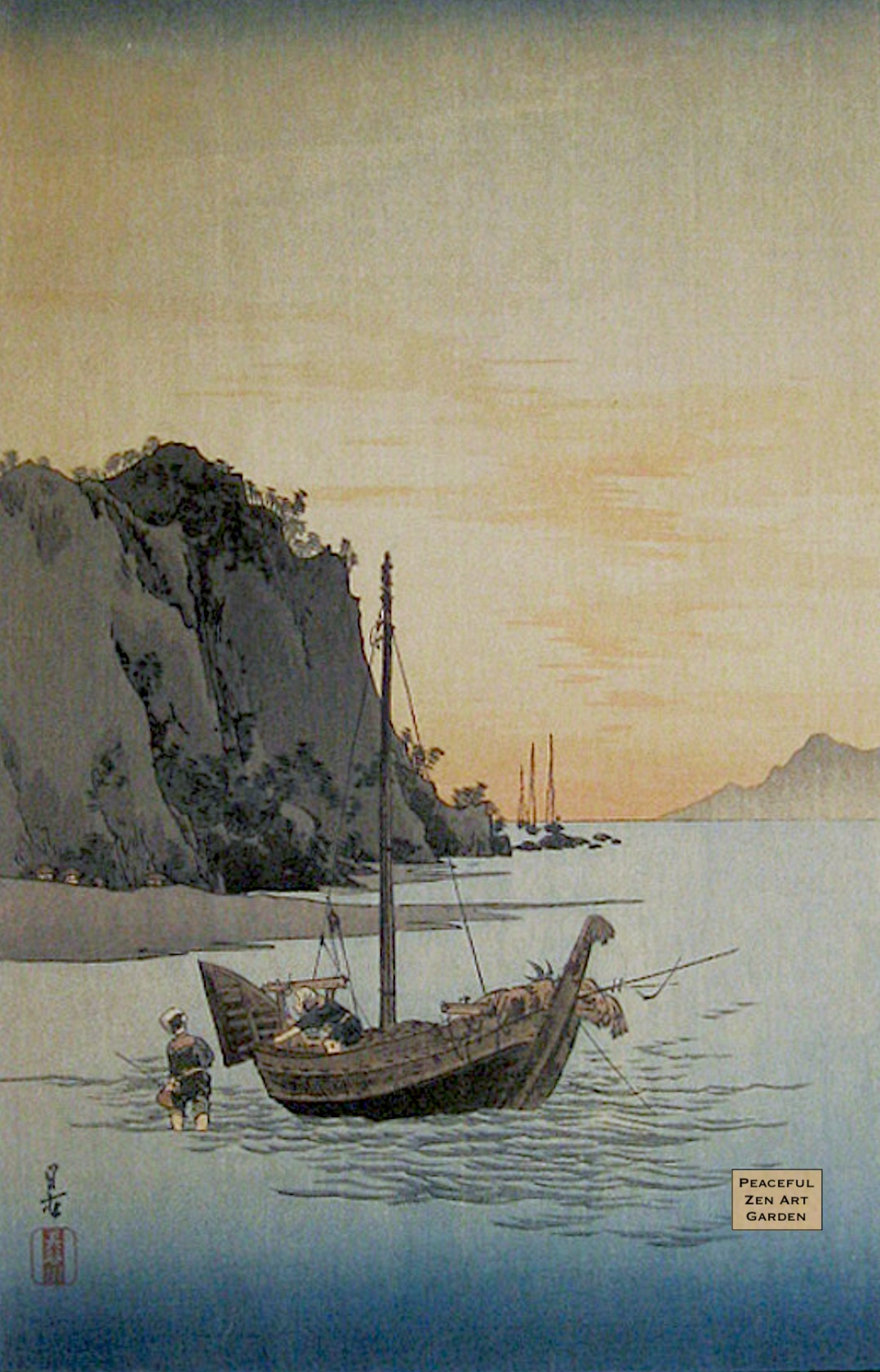 山茂 Yama Shigeru 画家 鵜飼 漁師 S. Yama 作 Fisherman' (漁夫), 1904; dimensions (h x w): 14.4 cm x 10 cm (5.6