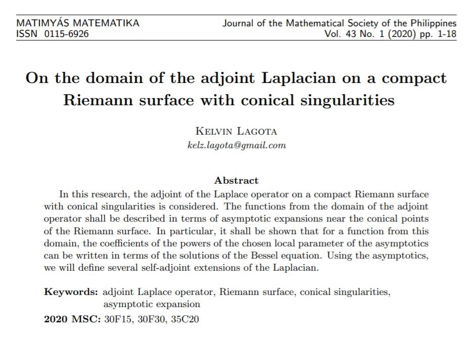 Mathematical Society of the Philippines - Congratulations Kelvin Lagota ...