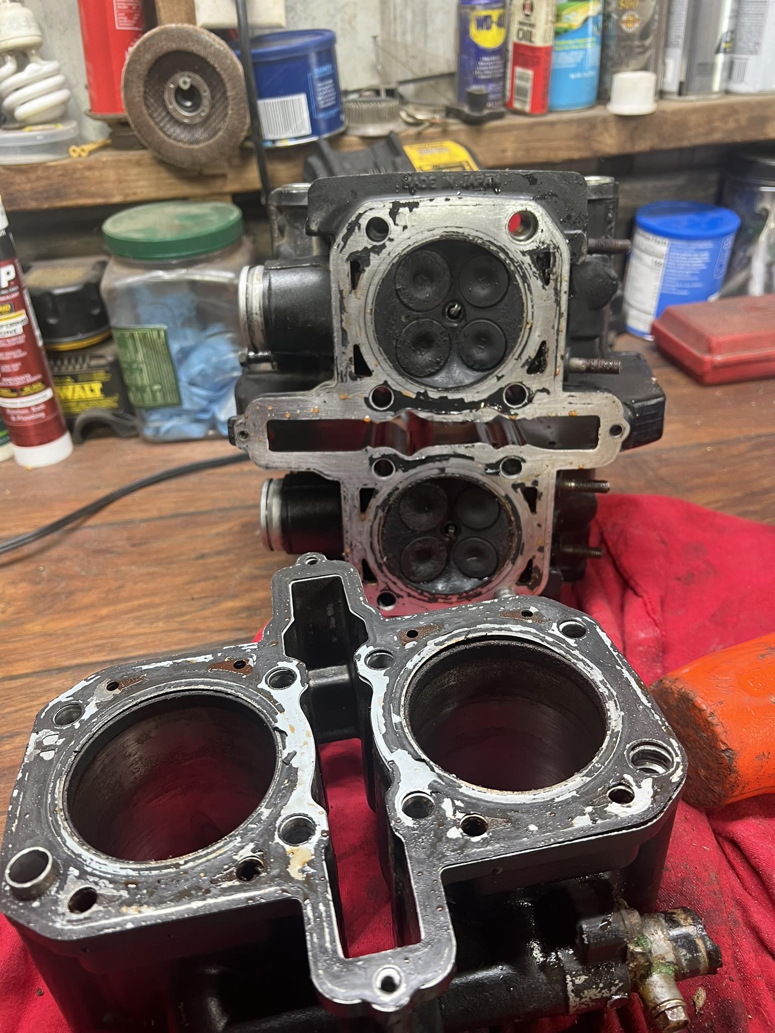 Another blown head gasket. This time on a Kawasaki V-Twin. One of