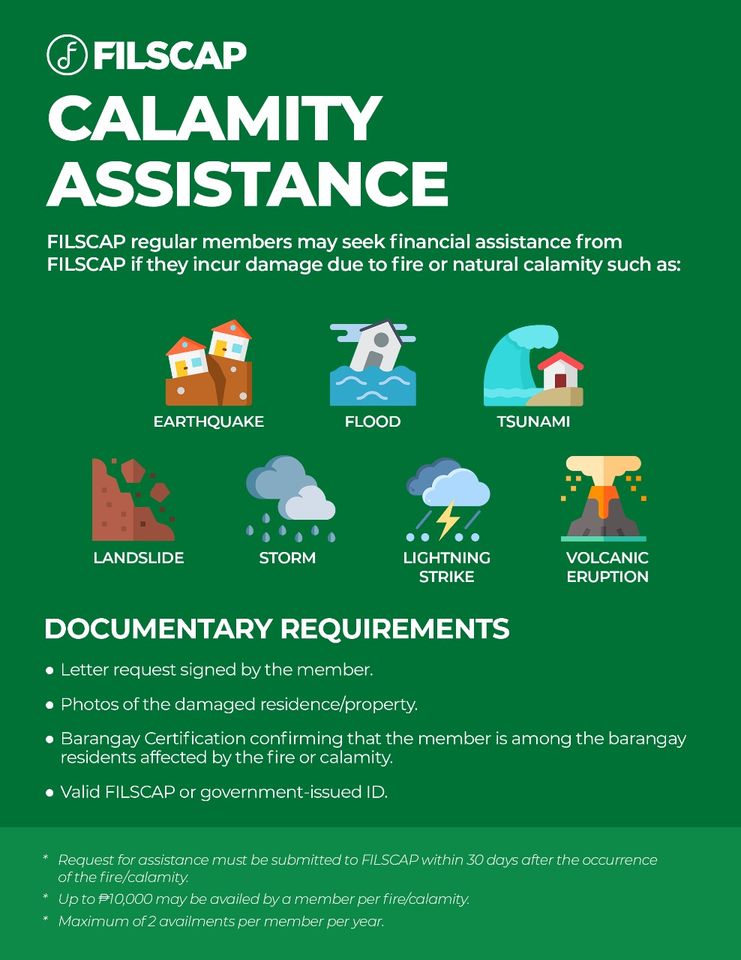 FILSCAP - 📣 CALAMITY ASSISTANCE FOR MEMBERS Dear FILSCAP Fam, We hope ...