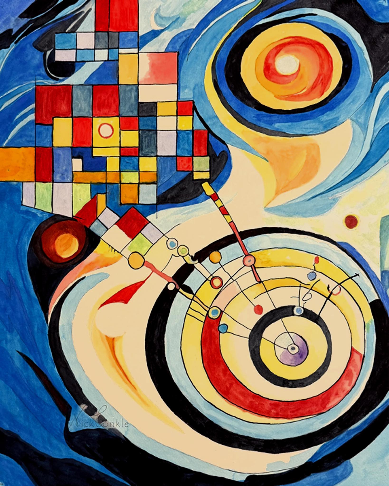 Abstract art 'Resonant Trajectories' inspired by English crop circle