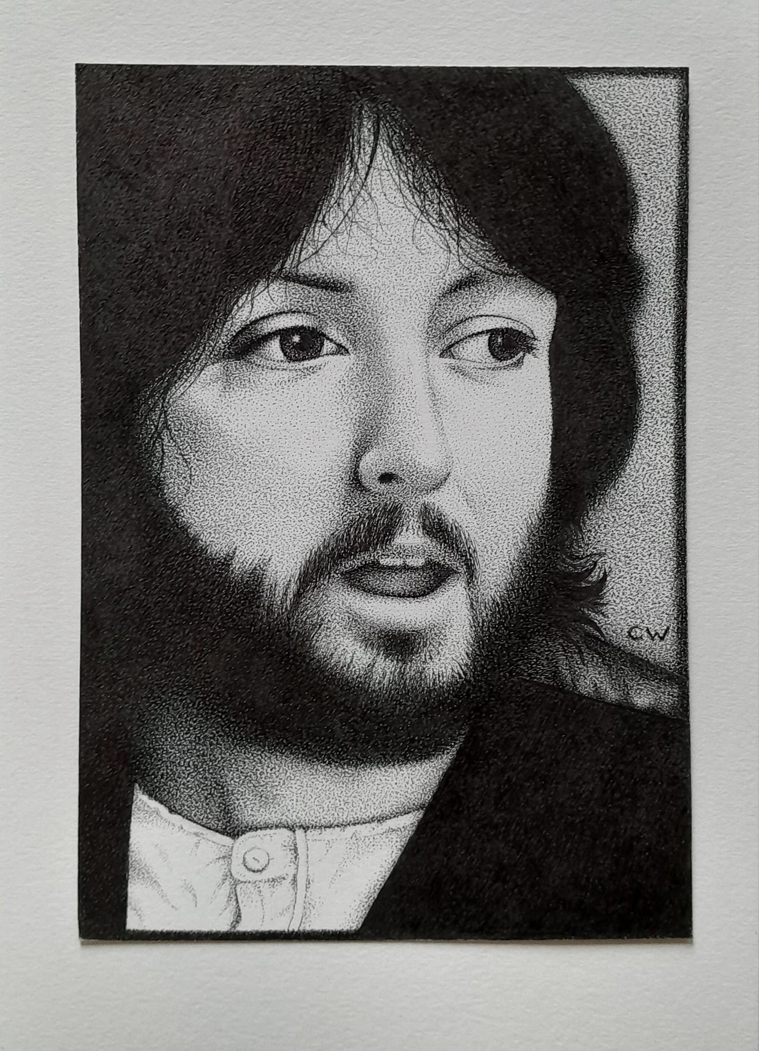 Young Paul McCartney pen and ink drawing