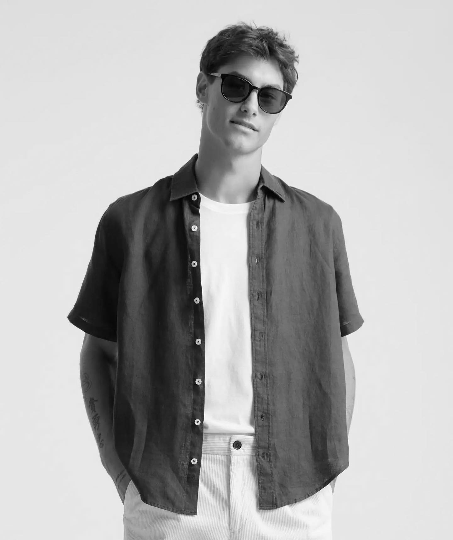 AURALEE[オーラリー] 21SS Stretch Linen Jersey Henley Neck P/O