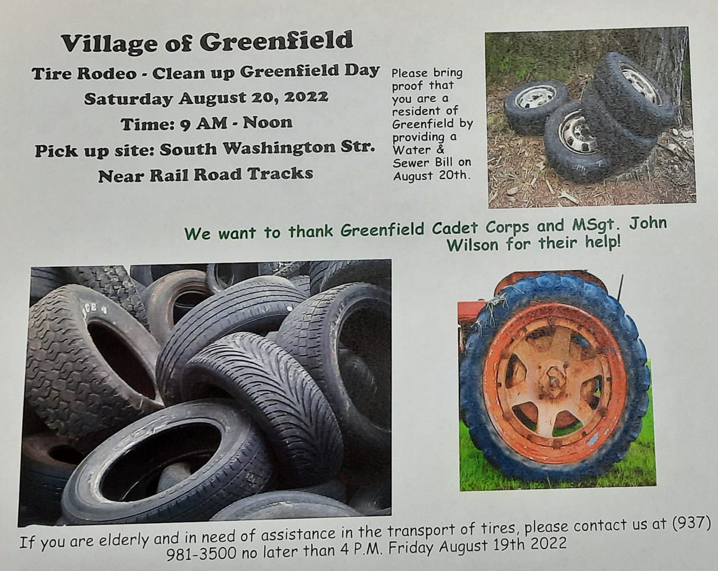 Our Tire Rodeo is next... - Village of Greenfield, Ohio | Facebook