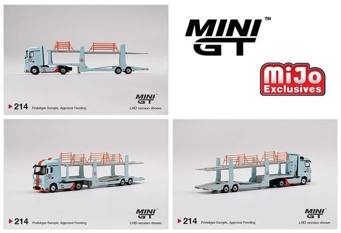 🤩Pre-order MiniGT 🤩 #214 Gulf car trailer #213 Gulf Container