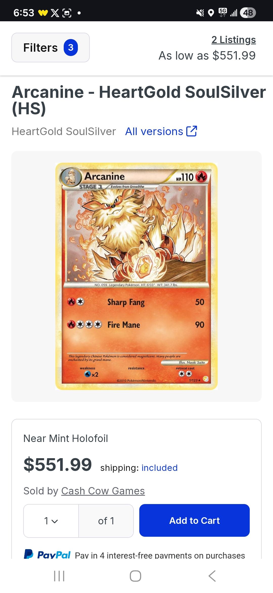 arcanine v pokemon card price 018 - Reverse Holofoil XY Evolutions Colorless Combustion (40) Weakness Water +20 Retreat Cost Arcanine Cards | Dex -