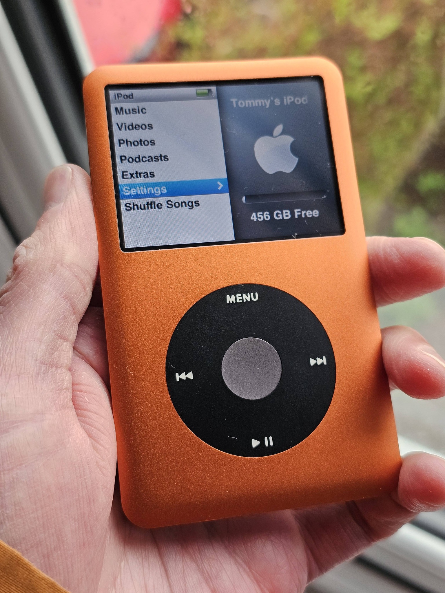Newest addition to ipod classic family, the orange pod