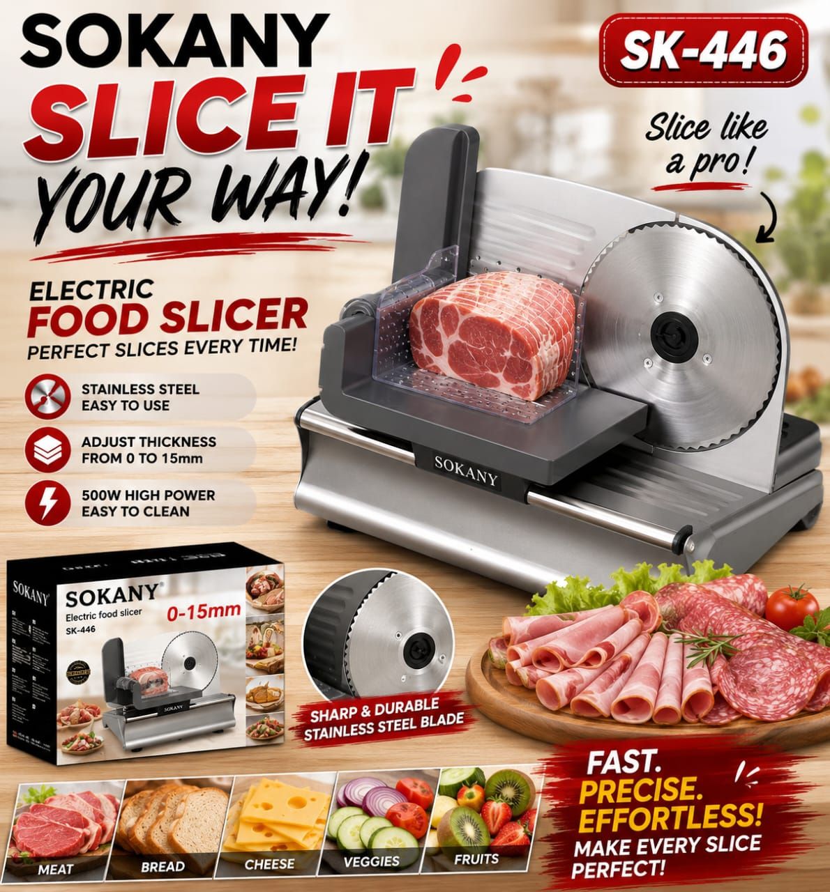 C- R1100. Courier included The SOKANY SK-446 Electric Food Slicer