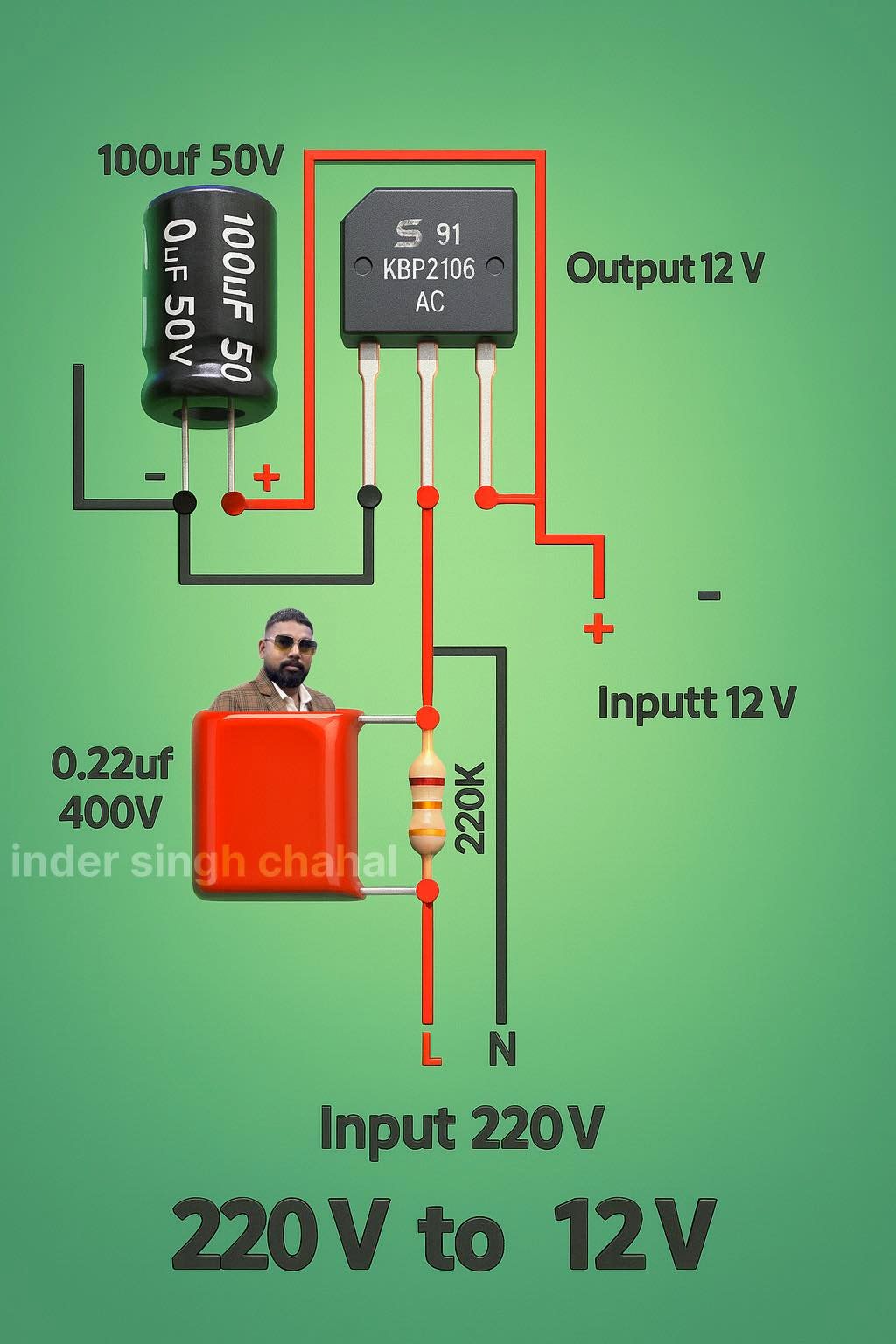 Inderjit - 220V to 12V output circuit diagram #technology # ...