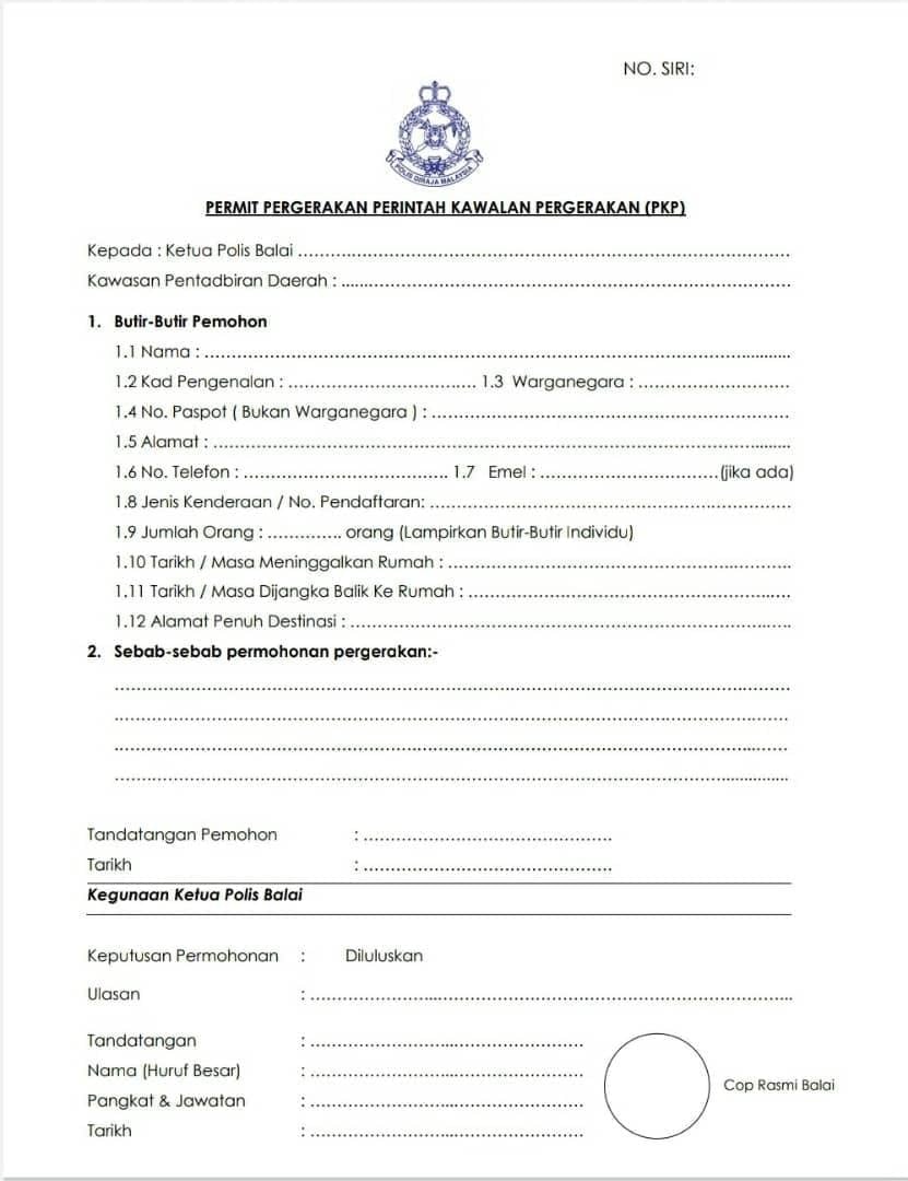 Borang Permit Pergerakan Pkp Education Malaysia London Facebook