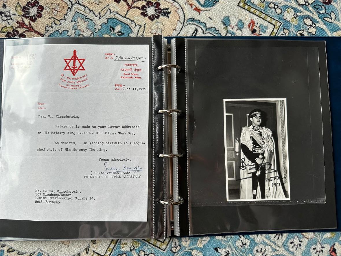 Autographed card from King Birendra of Nepal