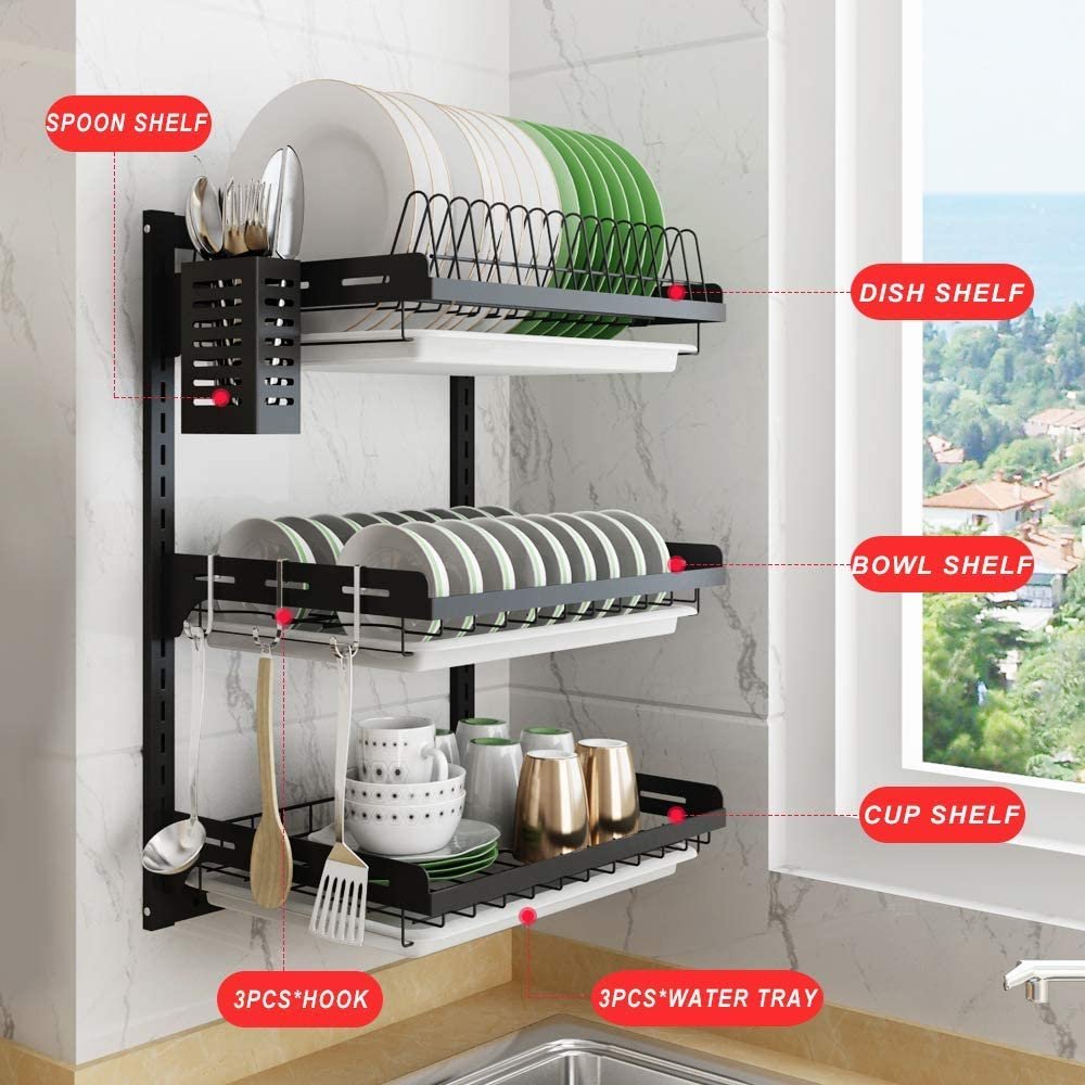 Daily Shopping BD - 🔥Wall Mounted Kitchen Dish Rack🔥 Product Code: WKR ...