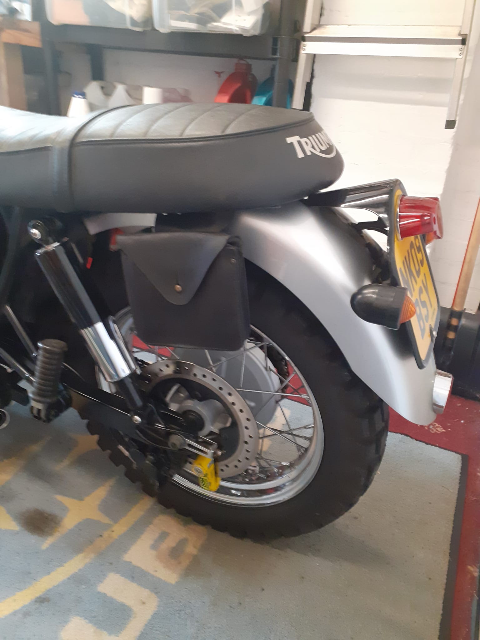 Triumph Bonneville T100 propstand puck carrier made from WW2 