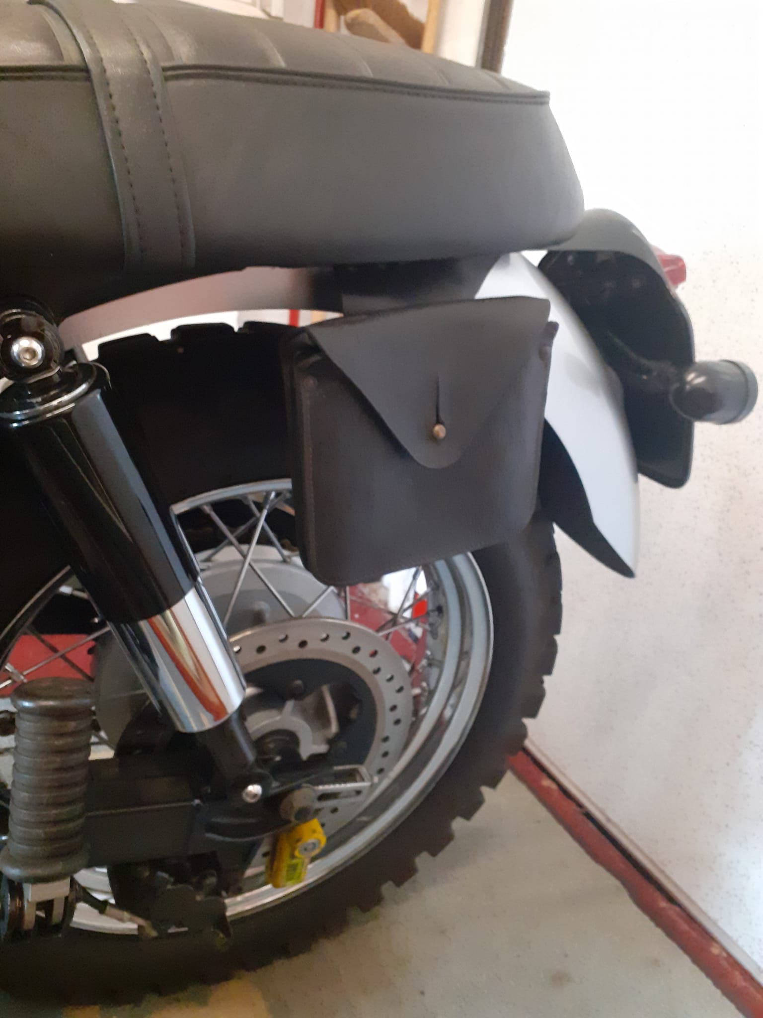 Triumph Bonneville T100 propstand puck carrier made from WW2 