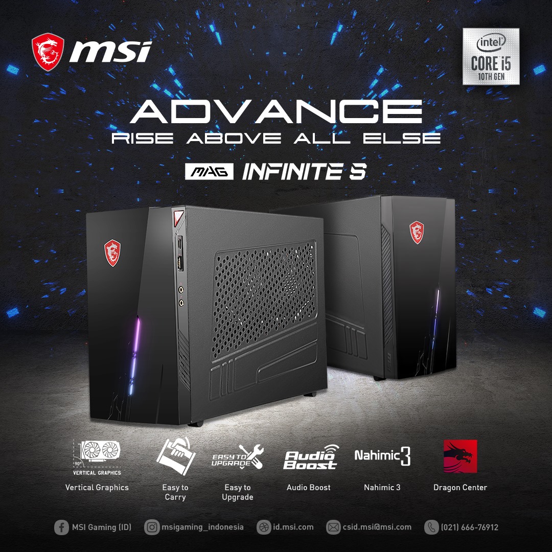 Msi Gaming Desktop Gaming Mag Infinite S 10th Gen Satu Ini Bisa Jadi Pilihan Yang Pas Dan Ringkas Untuk Ditaruh Di Gaming Room Kalian Dikarenakan Bentuknya Yang Kecil Dan Praktis Untuk