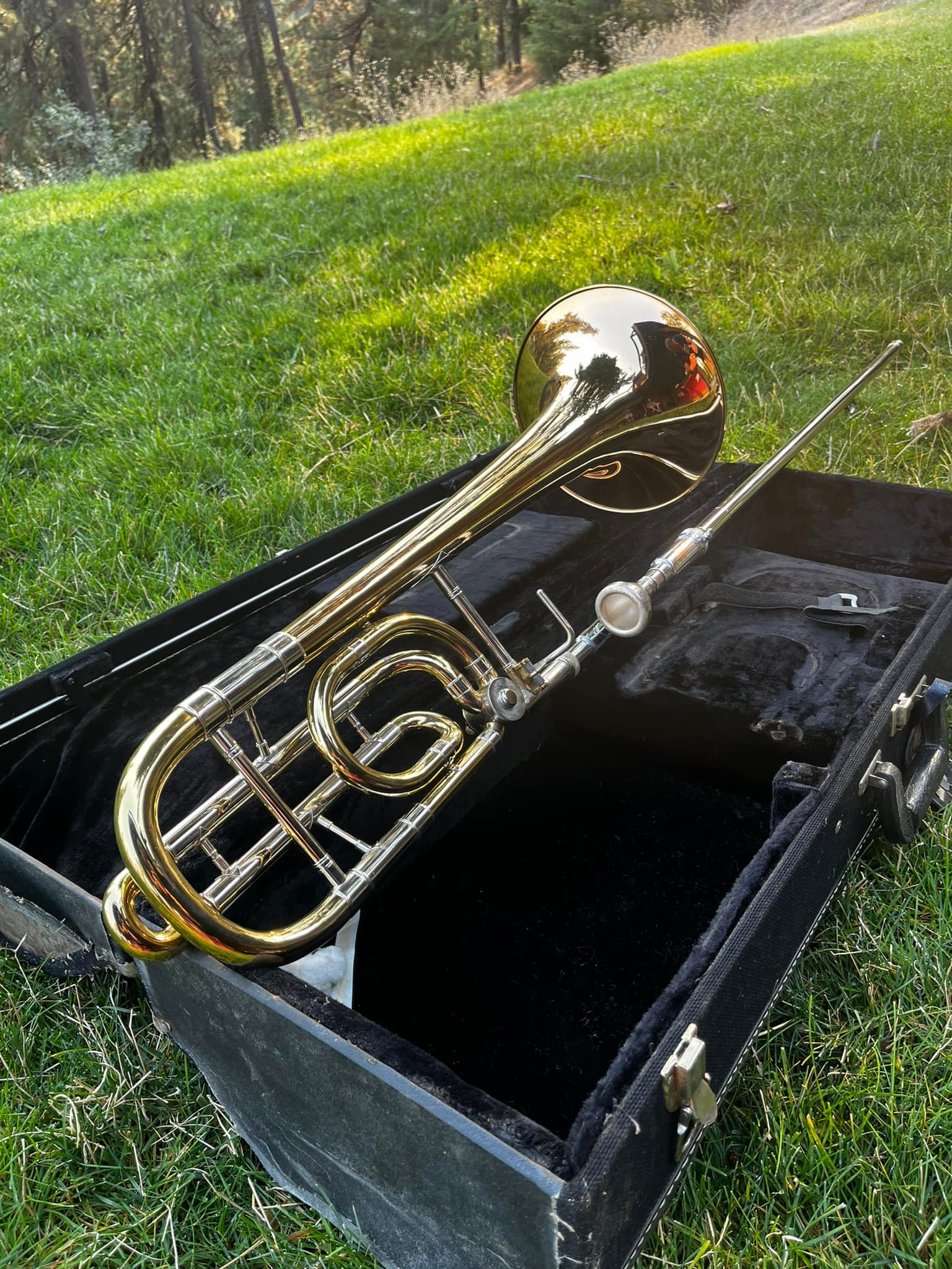 The iconic Holton Bass Trombone — turned on its head. 🔄 You're