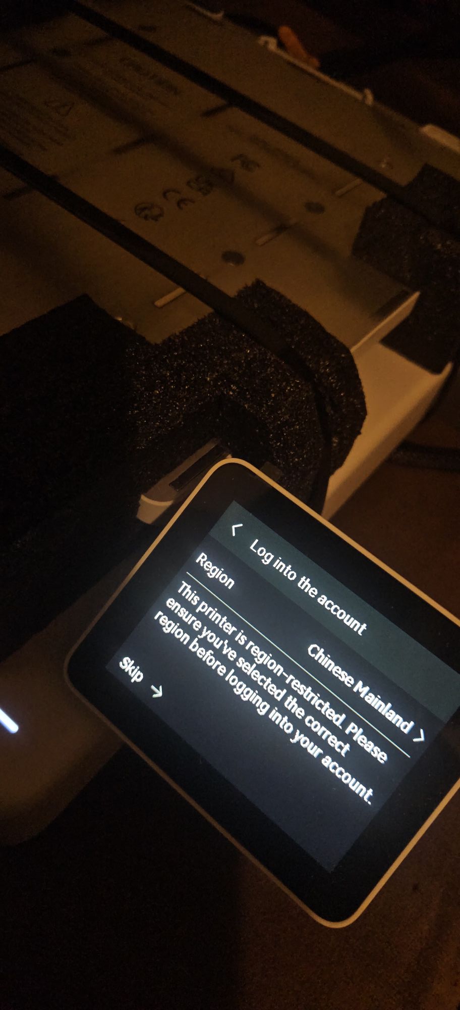 How to fix region restrictions on a1 printer?