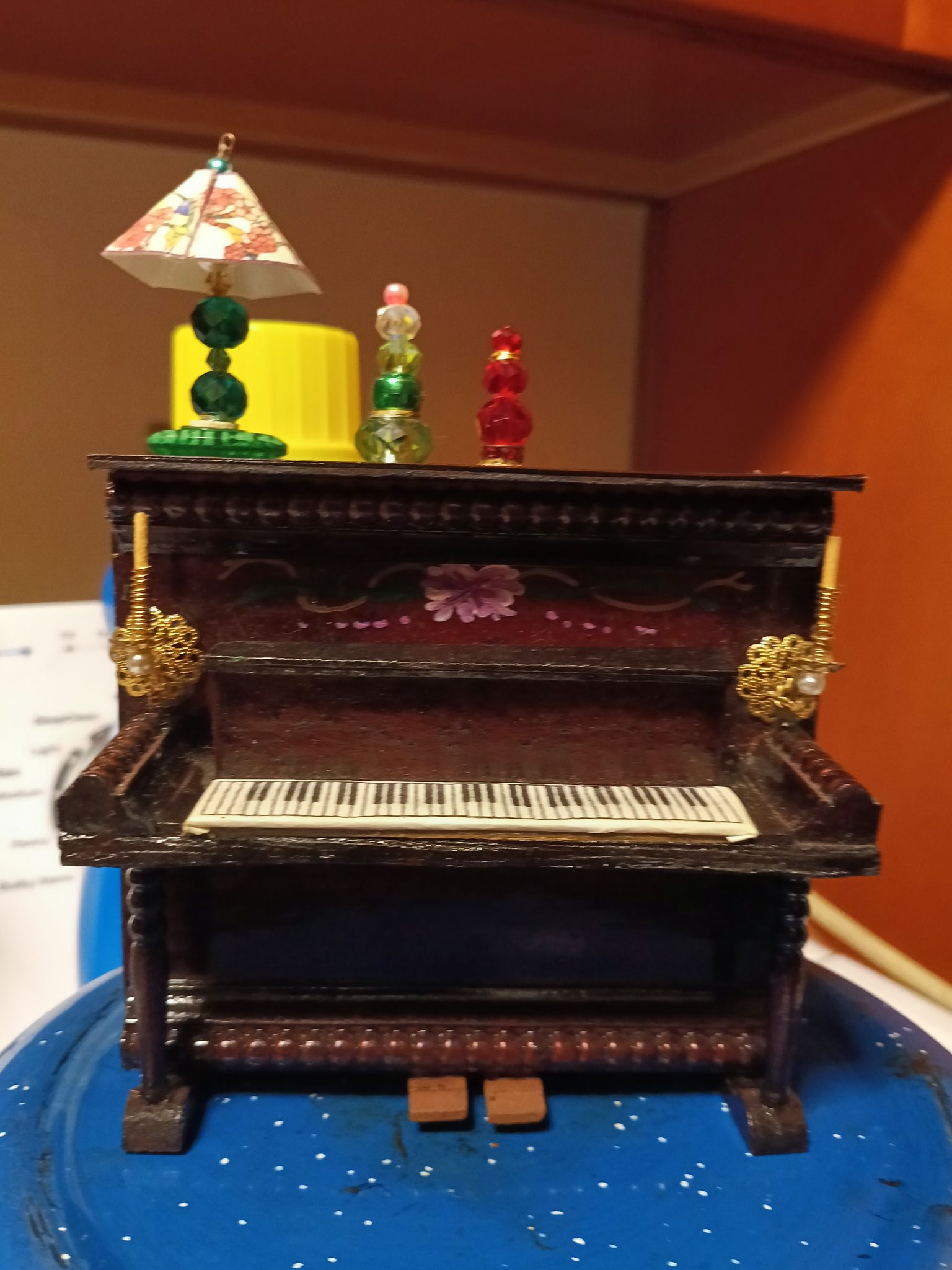 Recycled 12-inch doll piano for dollhouse