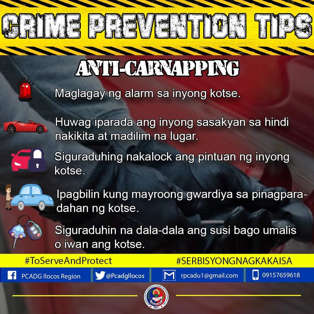 TINGNAN l Anti-carnapping tips.... - PCADG Ilocos Region
