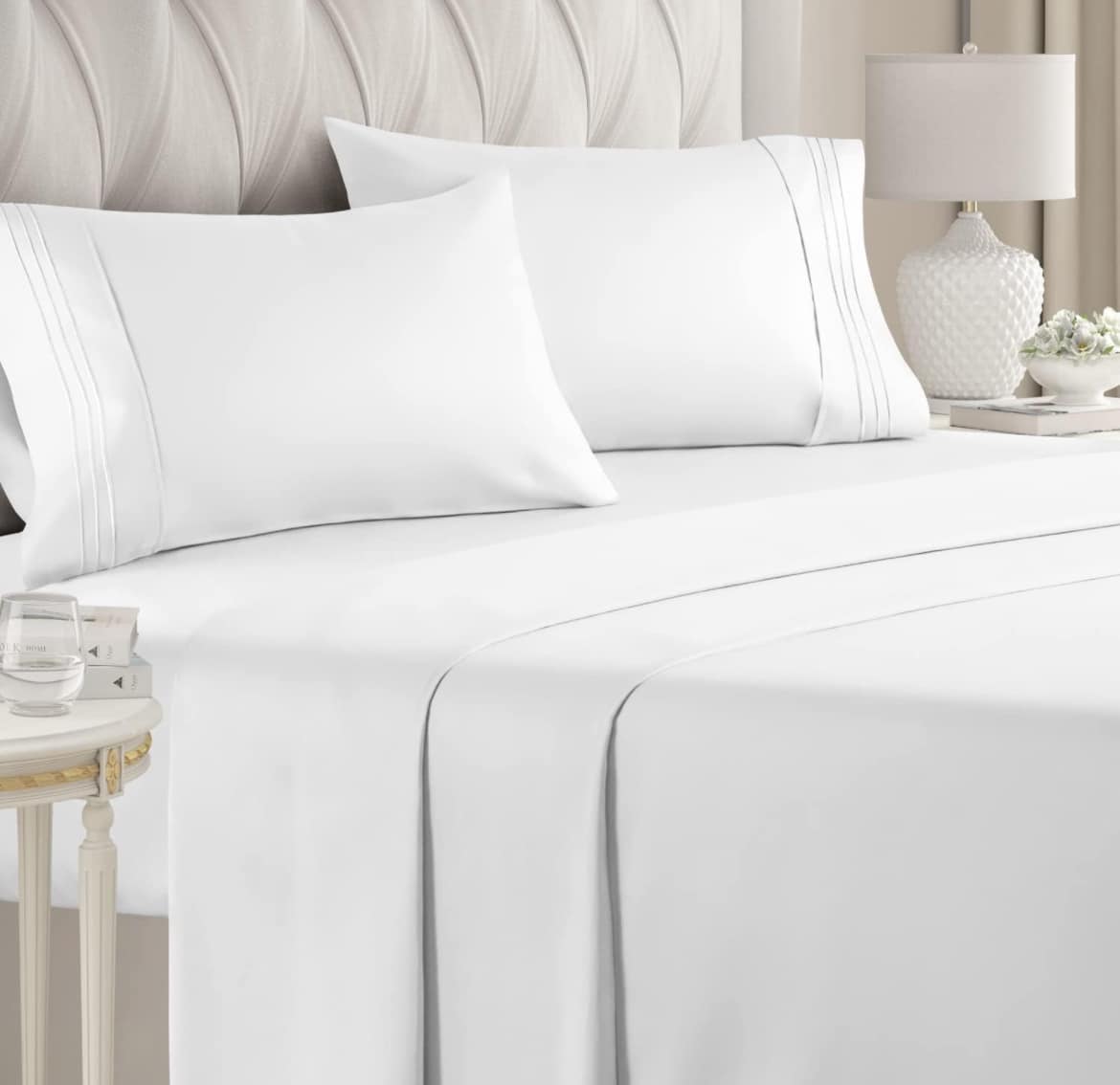 CozyLux Satin Sheets Full Size Set - 4 Piece Aqua Microfiber Sheets With Deep Pockets