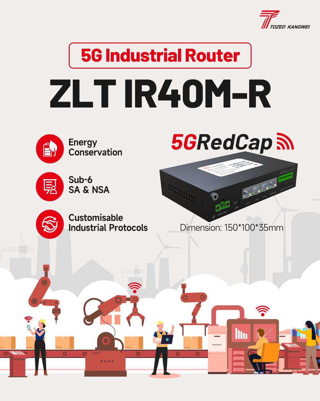 Tozed Kangwei - The ZLT IR40M-R 5G RedCap industrial... | Facebook
