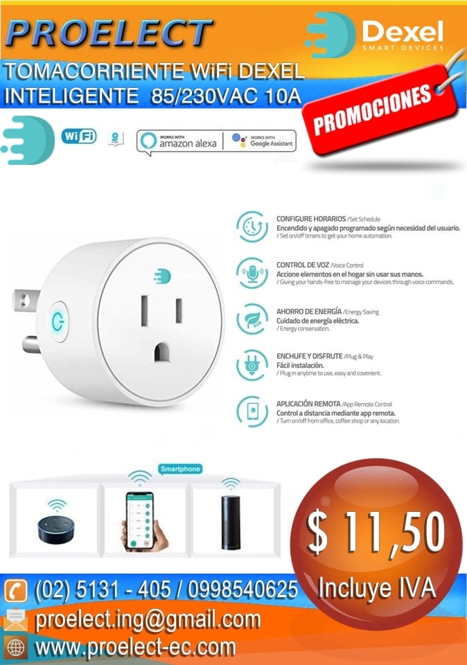 Proelect - 🚨TOMACORRIENTE INTELIGENTE WIFI 85/230VAC 10A...