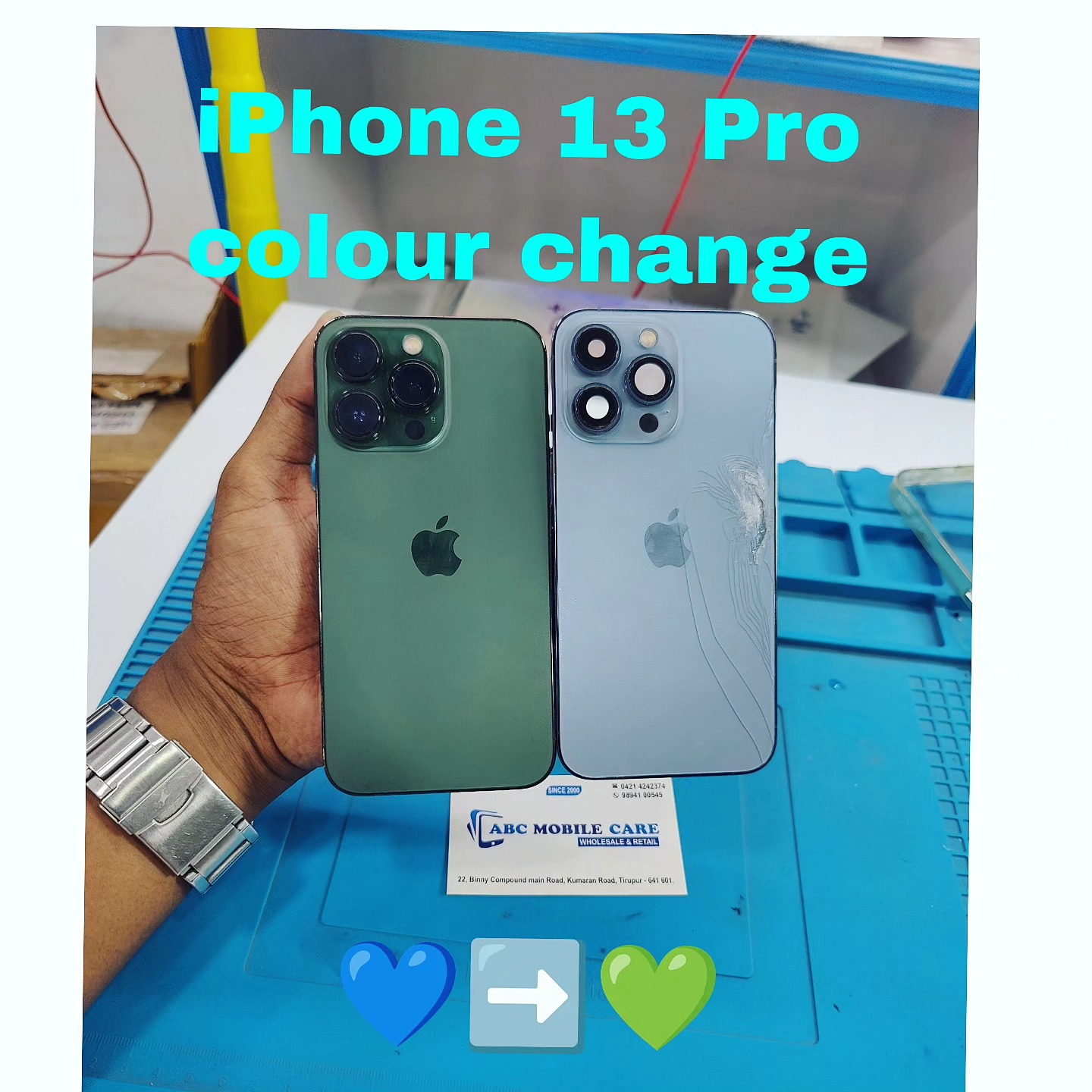 ABC - iPhone 13 pro housing replacement done 💙 ️💚 ...