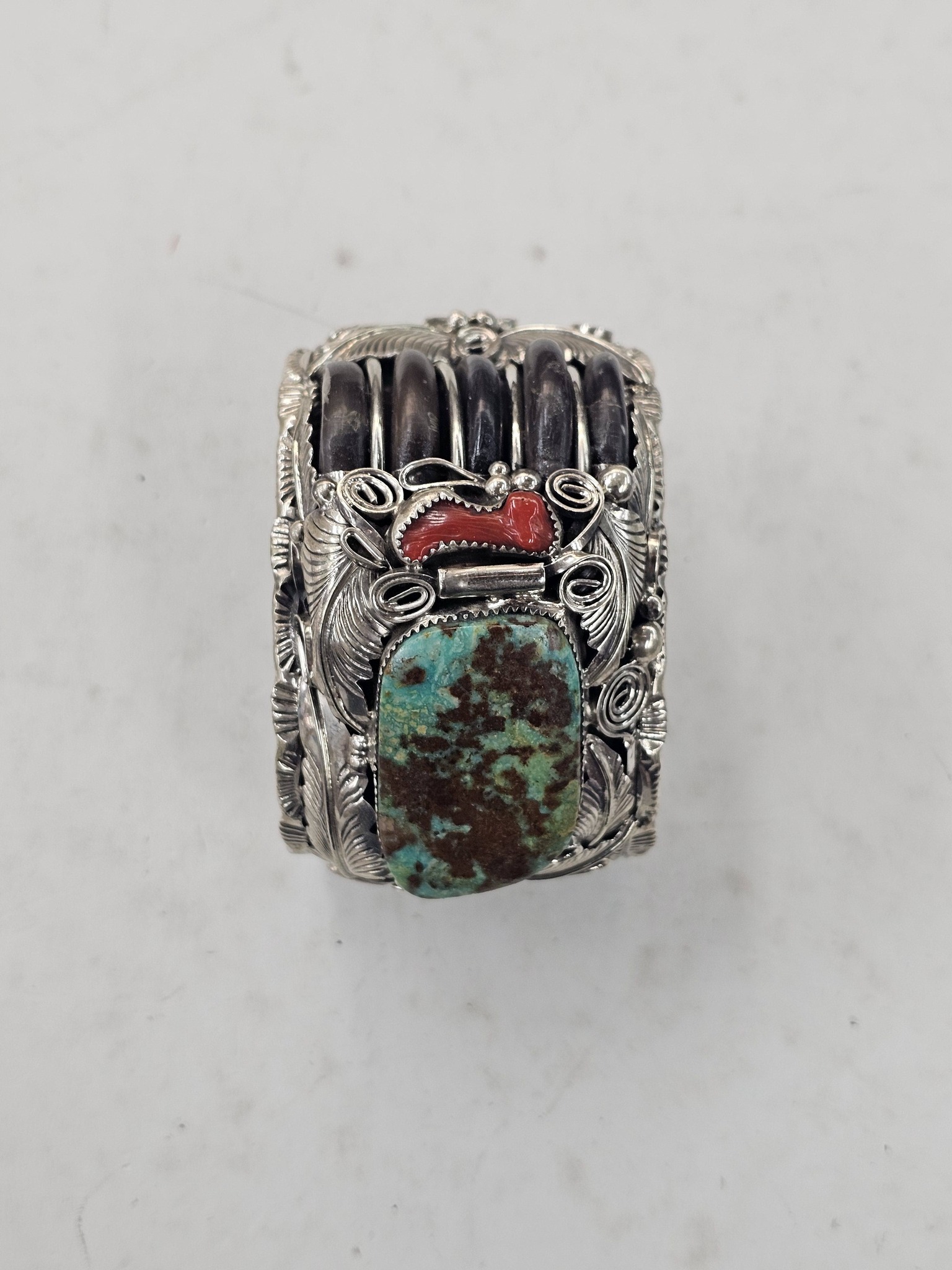 Mike Thomas Jr bear claw bracelet with ornate silverwork