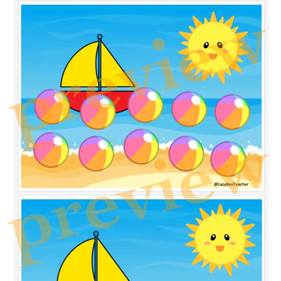 Beach | Beach Ball Counting Printable .... - Lazy Bee Teacher