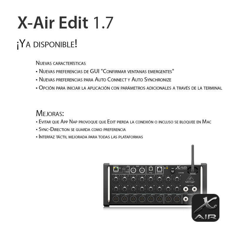 Inovaudio - Ya está disponible una nueva versión de X-Air Edit 🚨 ...