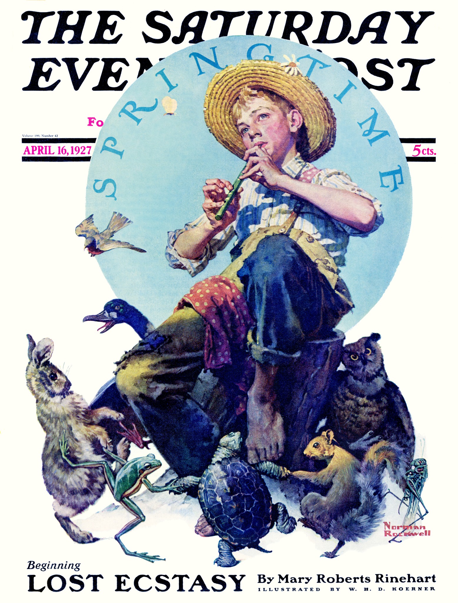 ロックウェルSaturday Evening Post 1927年 Springtime (1927) by Norman Rockwell was the cover of the Saturday