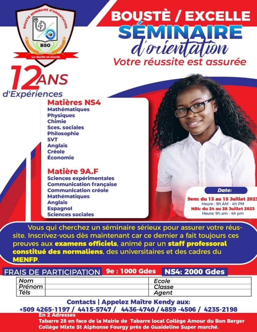 Boustè Excelle Séminaire D'orientation