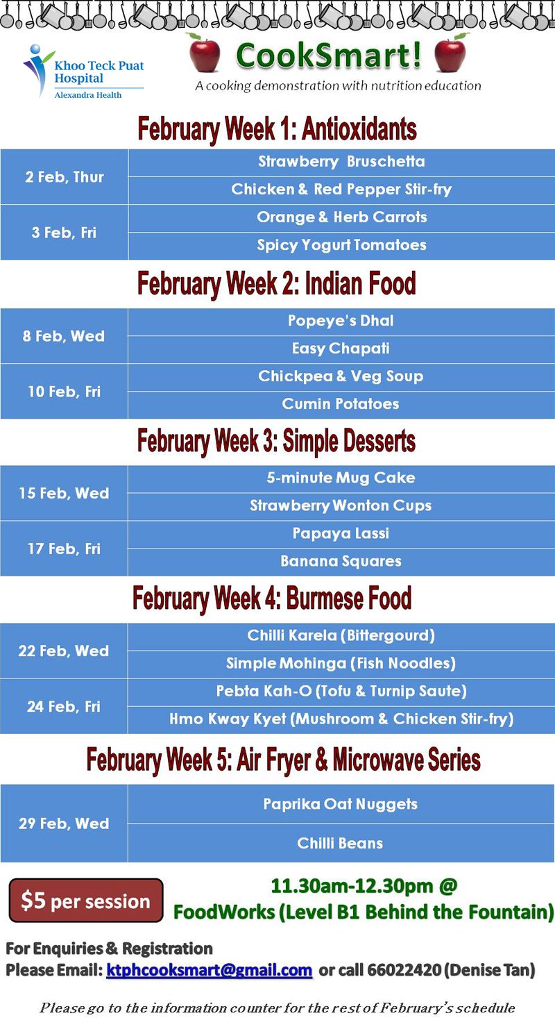 Khoo - February's CookSmart schedule is out! | Facebook