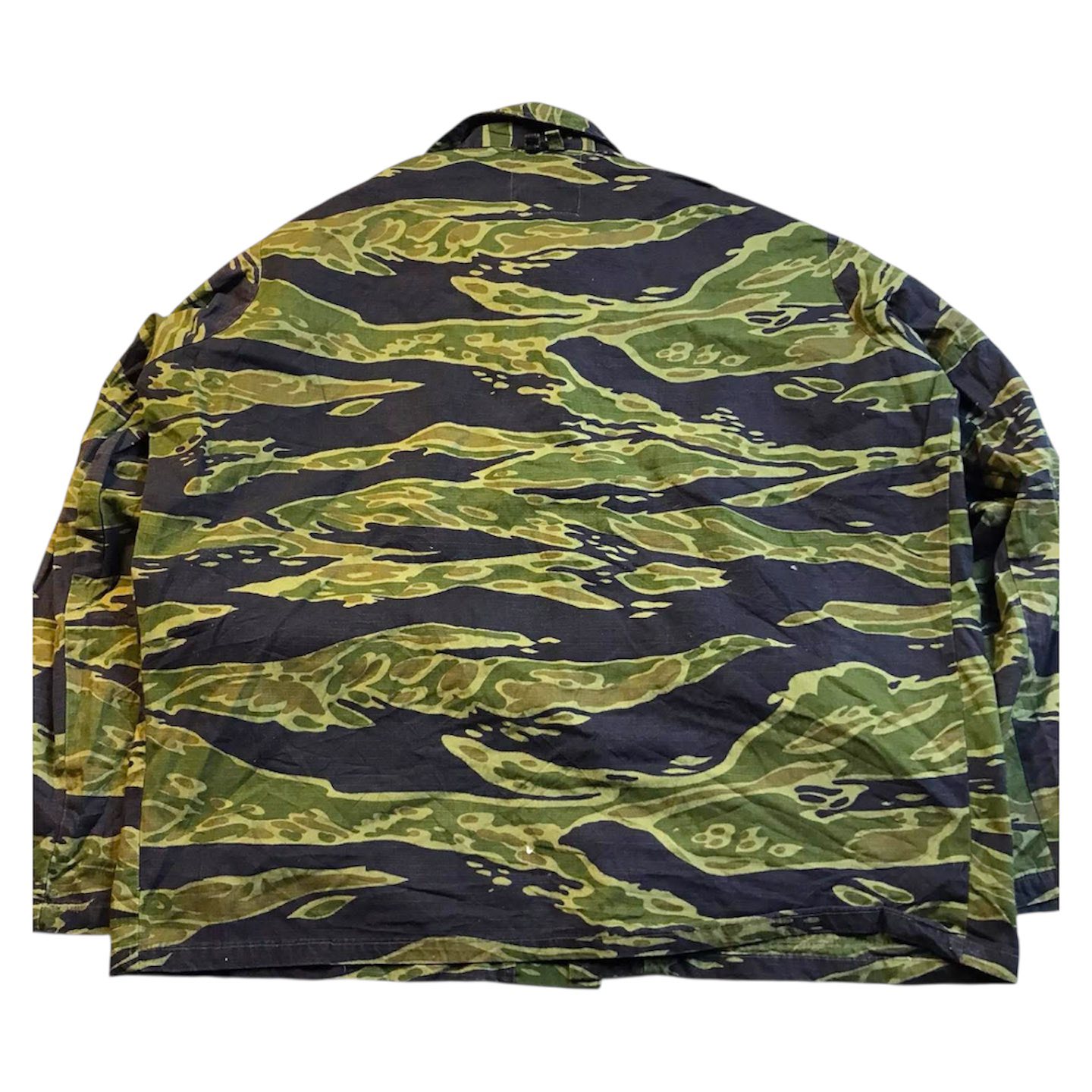 Another tailor made Vietnam era tiger stripe zip front jacket.