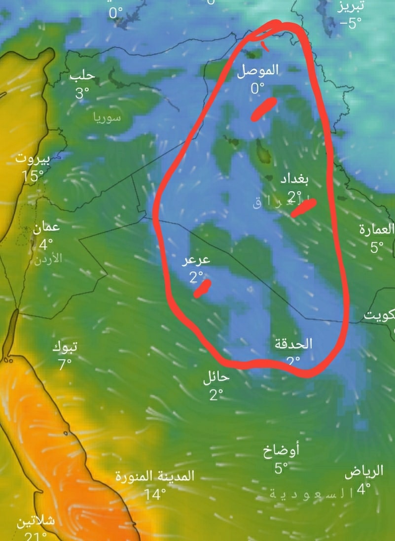 برد طقس العرب و الشرق الاوسط محلل الخرائط ابو منير الورد فيسبوك