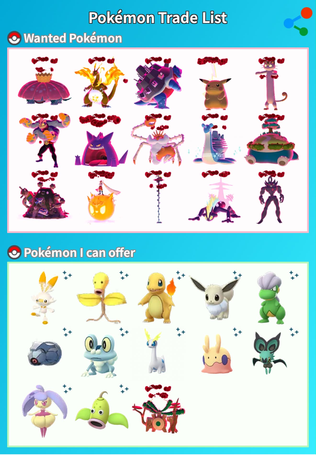 G-Max Pokémon trade offers wanted for Pokémon GO