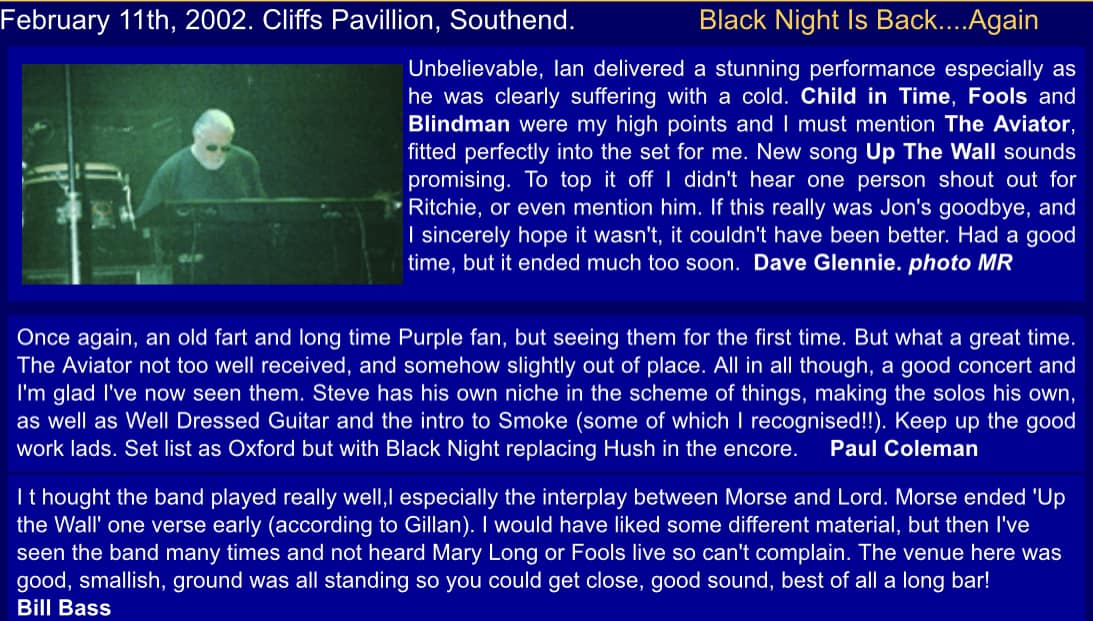 Jon Lord's last Deep Purple show in 2002