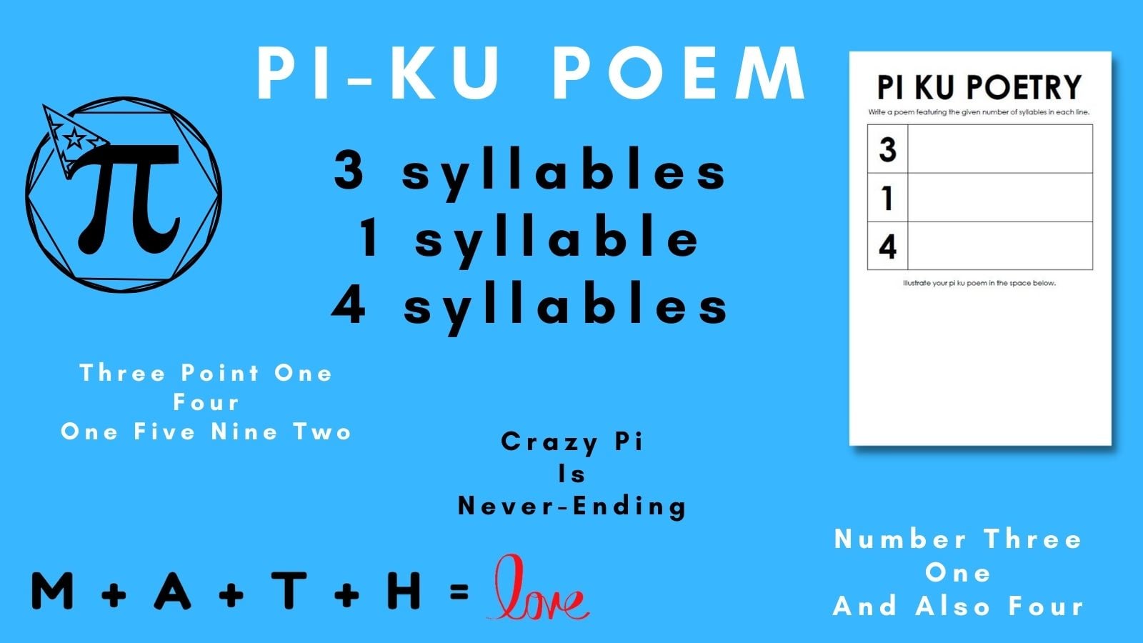 Math = Love - Pi Ku Poems for Pi Day - I just created a...