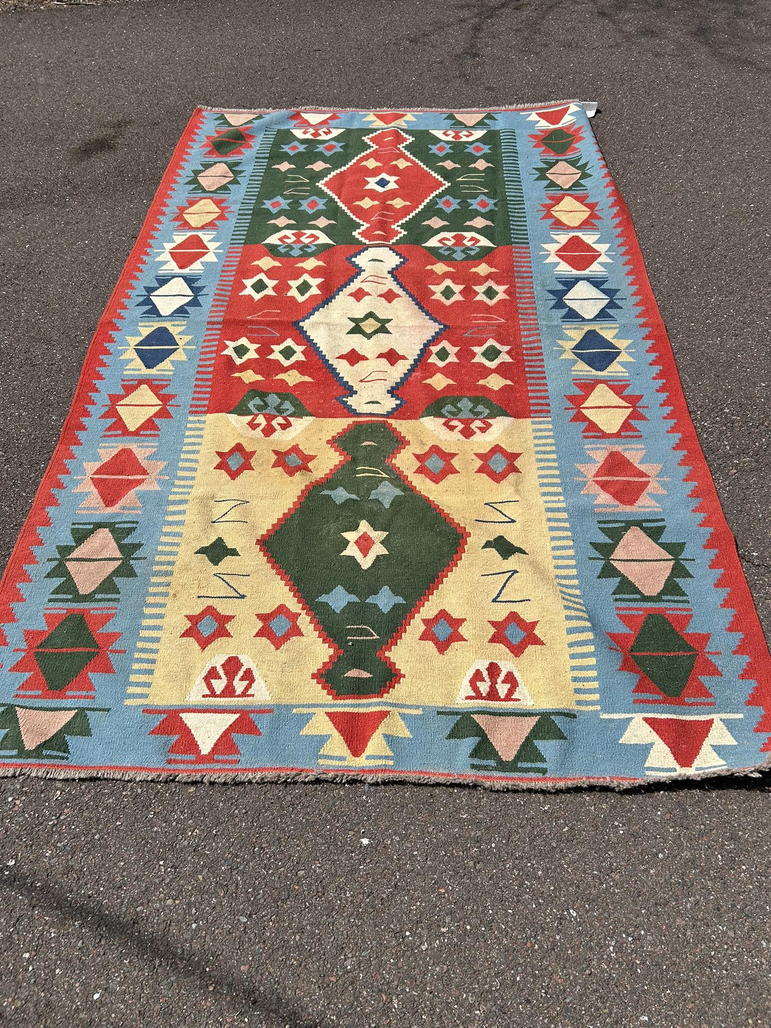 70s べネズエラ製 Teresa Gonzalez ウールラグ・タペストリー A vintage rug/tapestry by the artist “Tere” Teresa Gonzalez, found