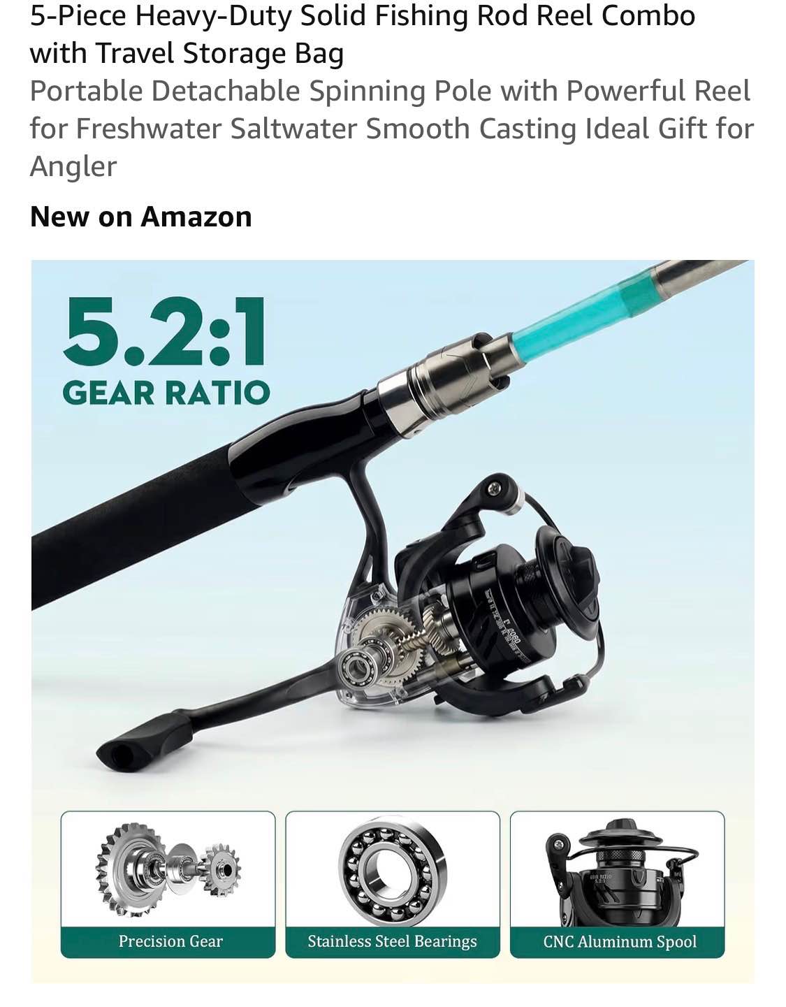 amazon travel fishing pole Rigged & Ready X5 Rod Combo with 2 Reels & Case – Super Compact, Multi-Functional Rod – 1 Rod = 5 Fishing Techniques (Spin, Float, Feeder, Fly & Made from the finest quality materials and components available Portable 5-piece detachable spinning pole