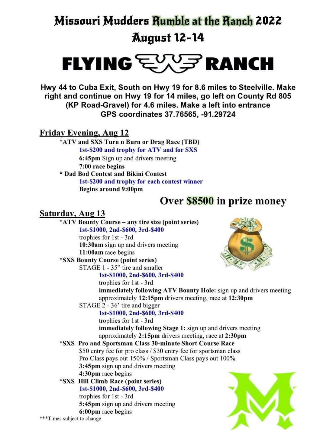 ⤵️ Event schedule and 30 min... - Flying W Ranch Missouri