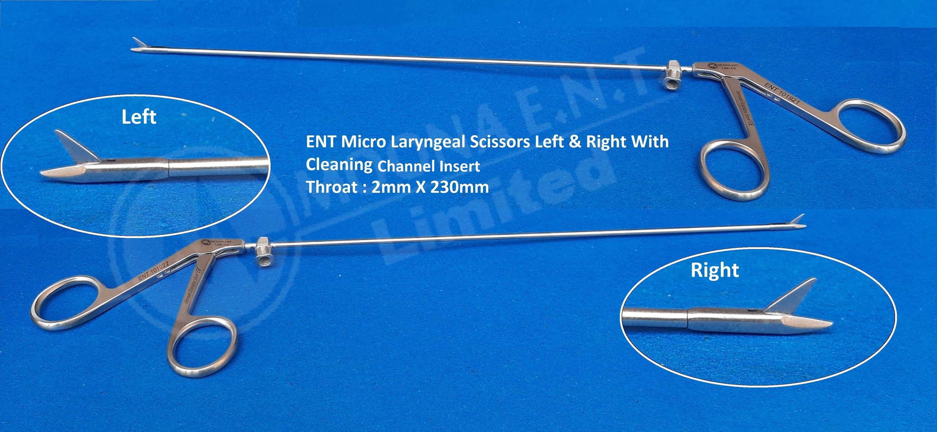 Moona - Ent Micro Laryngeal Scissor Left Side with cleaning connector ...