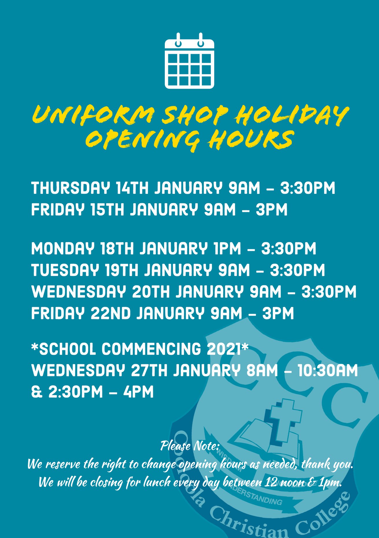 UNIFORM SHOP // Our Uniform... - Cooloola Christian College | Facebook