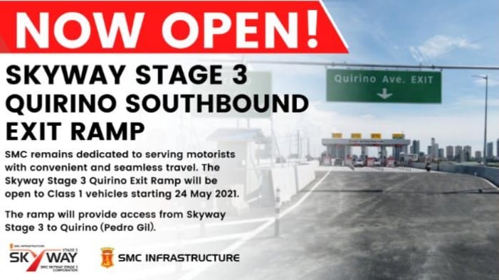 Toll Regulatory Board - Now Open: Skyway Stage 3 Quirino Southbound ...